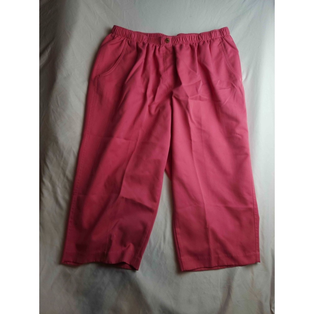 Kim Rogers Essentials Capri Pants Womens Size 18W Pink Comfort Coastal Grandma